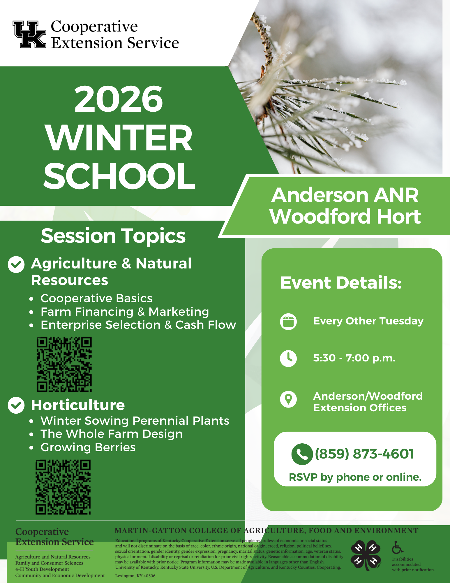 flyer with information about 2026 Winter School